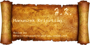 Hanuszek Krisztián névjegykártya